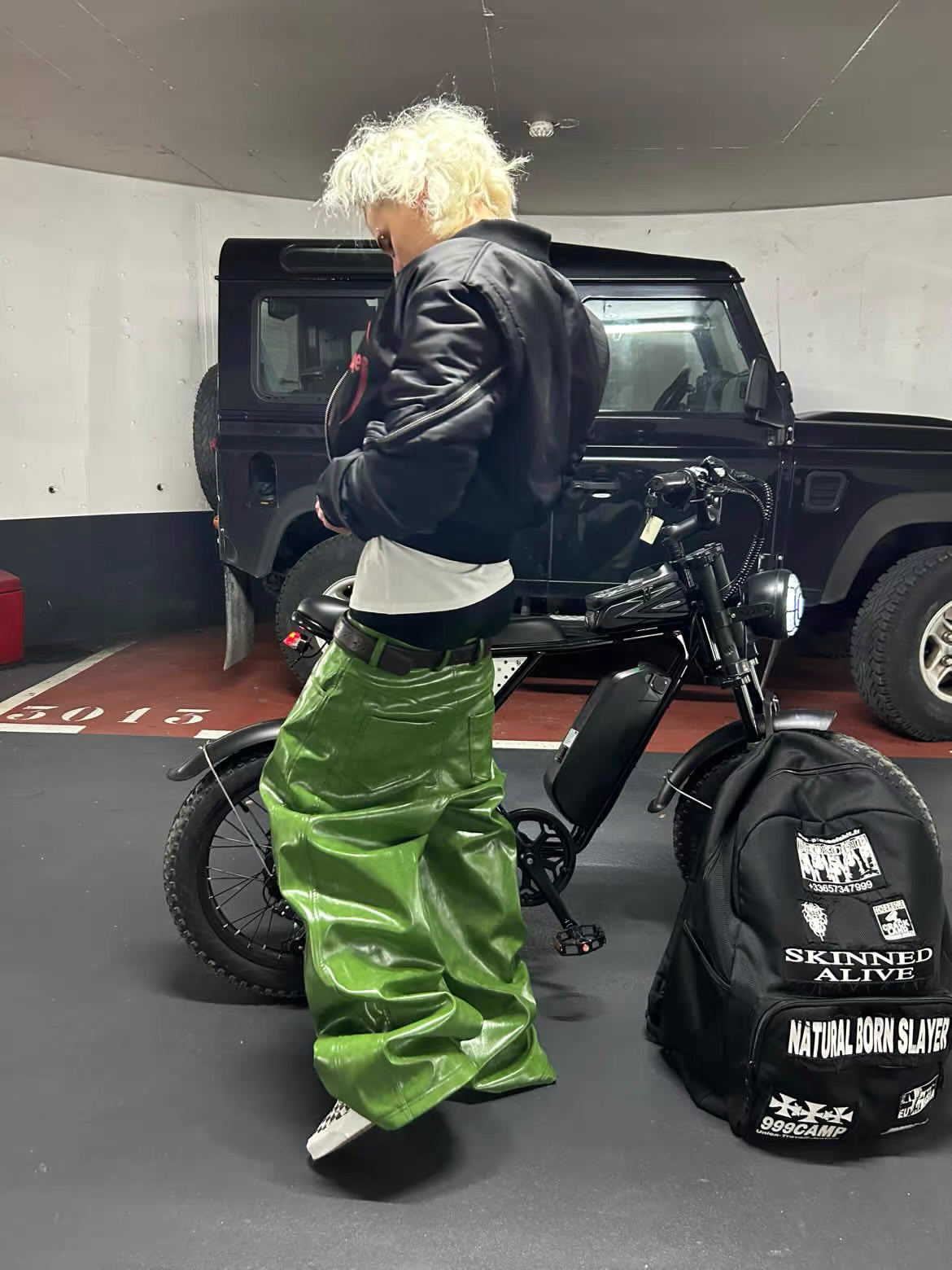 Glossy Green Faux Leather Baggy Pants