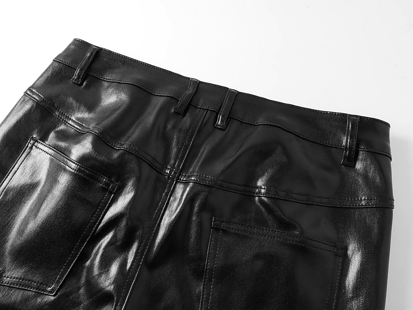 Liquid Metallic Coated Flared Jeans