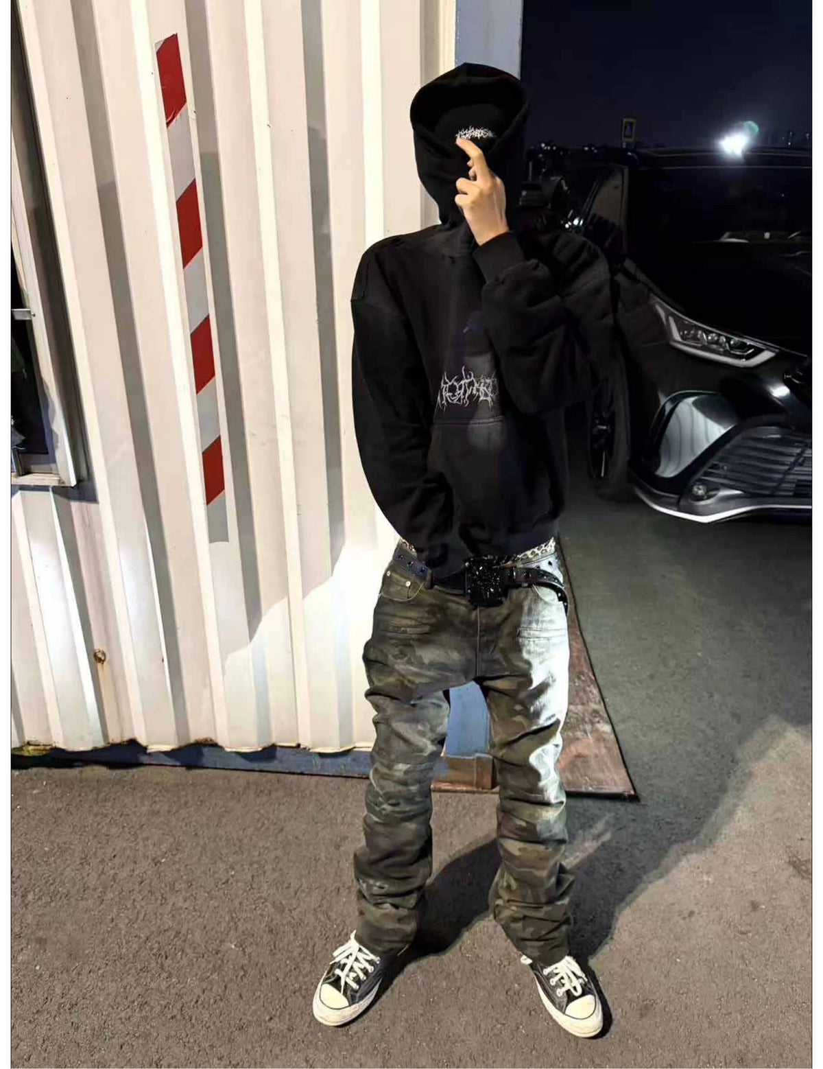Washed Camouflage Straight-Leg Pants