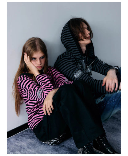 Striped Graphic Slim Fit Zip Hoodie