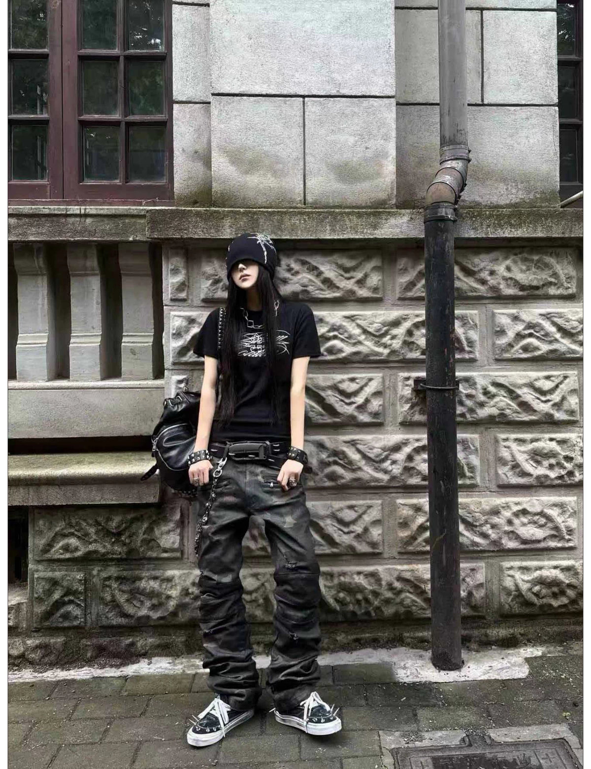 Washed Camouflage Straight-Leg Pants