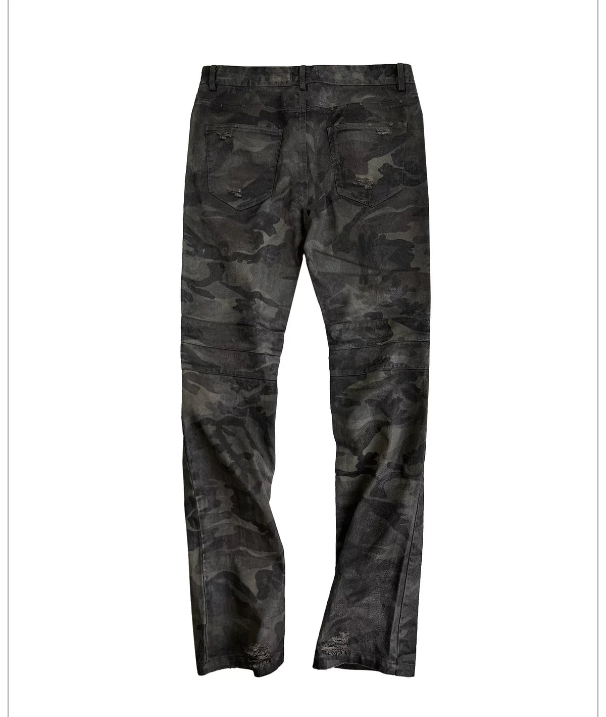 Washed Camouflage Straight-Leg Pants