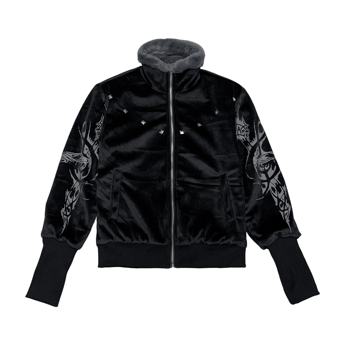 Tiger Embroidered Reversible Velvet Bomber Jacket