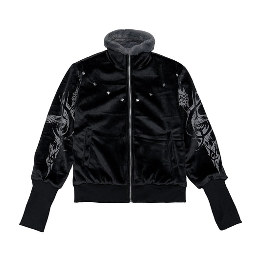 Tiger Embroidered Reversible Velvet Bomber Jacket