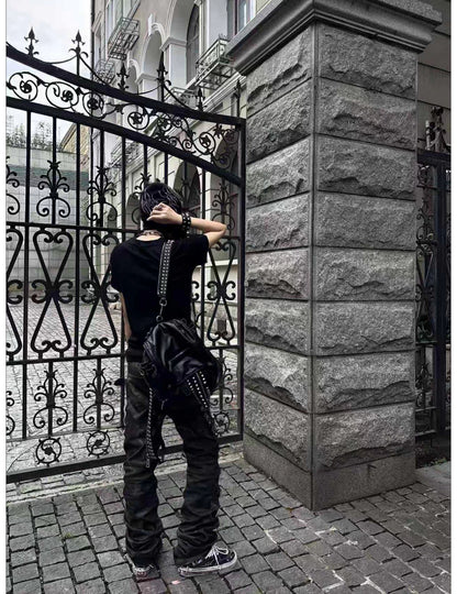 Washed Camouflage Straight-Leg Pants