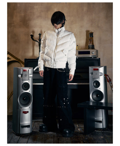 Glossy Fur Trim Hood Cropped Padded Jacket