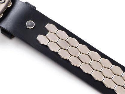 Game Console Buckle Studded Leather Belt
