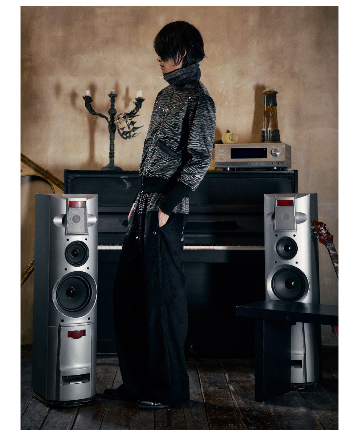 Tiger Embroidered Reversible Velvet Bomber Jacket