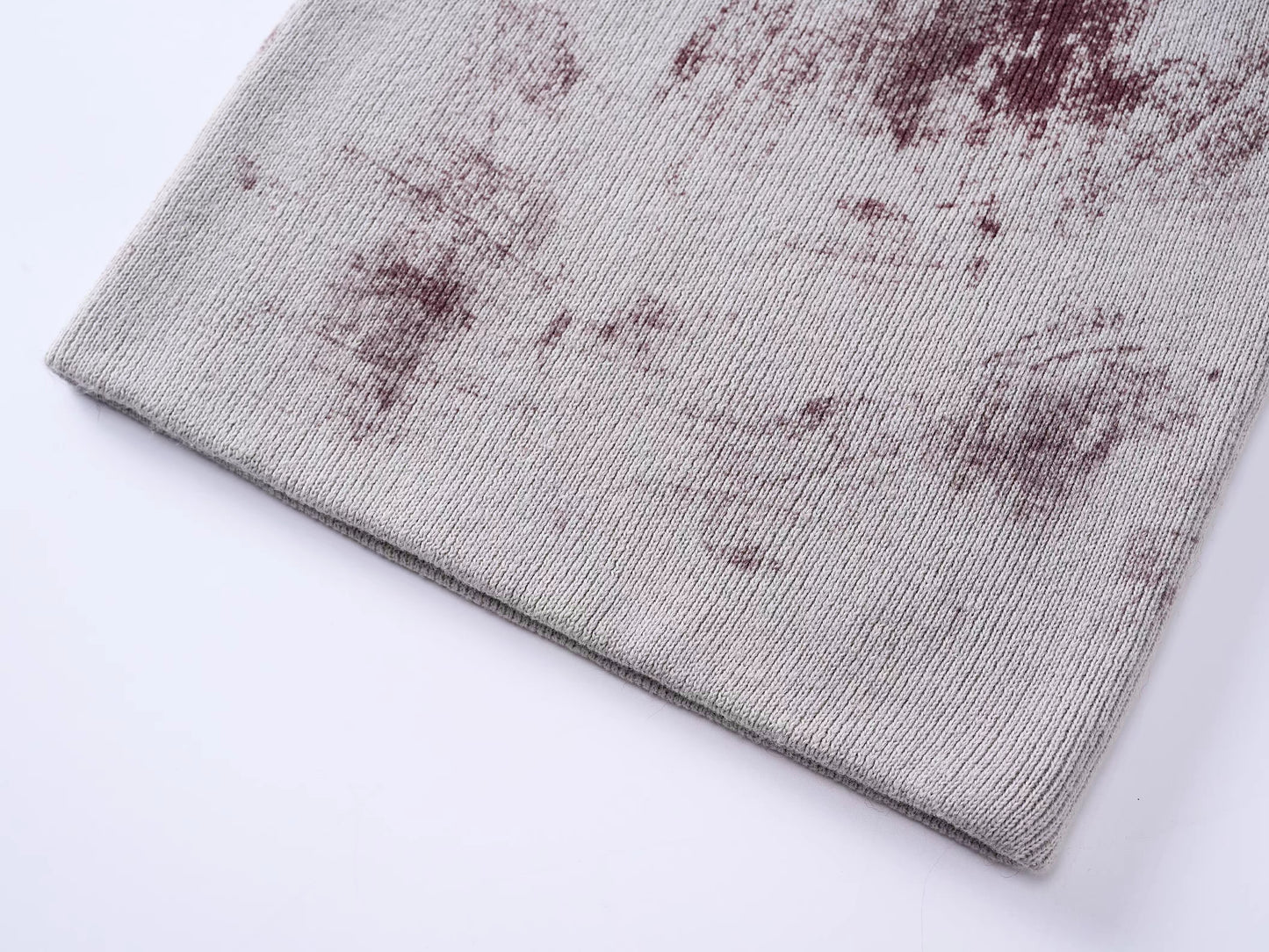 Distressed Red Cross Print Knit Beanie