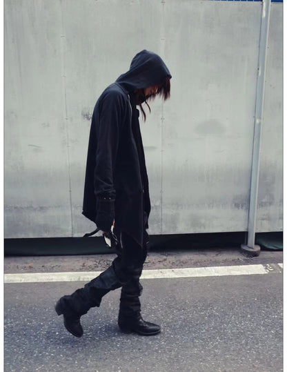Asymmetric Hem Diagonal Zip Hoodie