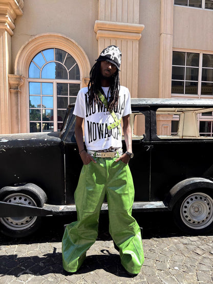 Glossy Green Faux Leather Baggy Pants