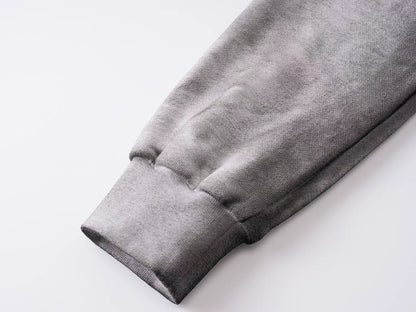 Washed Cross Embroidered Cropped Zip Hoodie