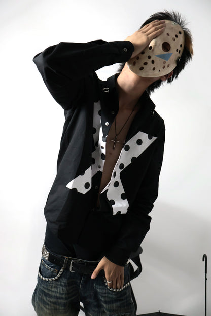 Polka Dot Cross Graphic Distressed Shirt