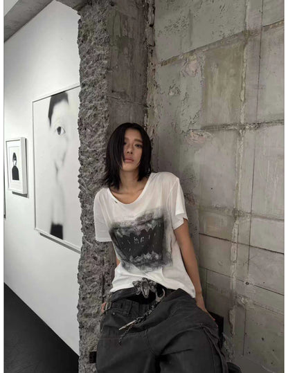 Distressed Graphic Boxy T-Shirt