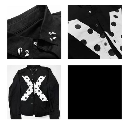 Polka Dot Cross Graphic Distressed Shirt