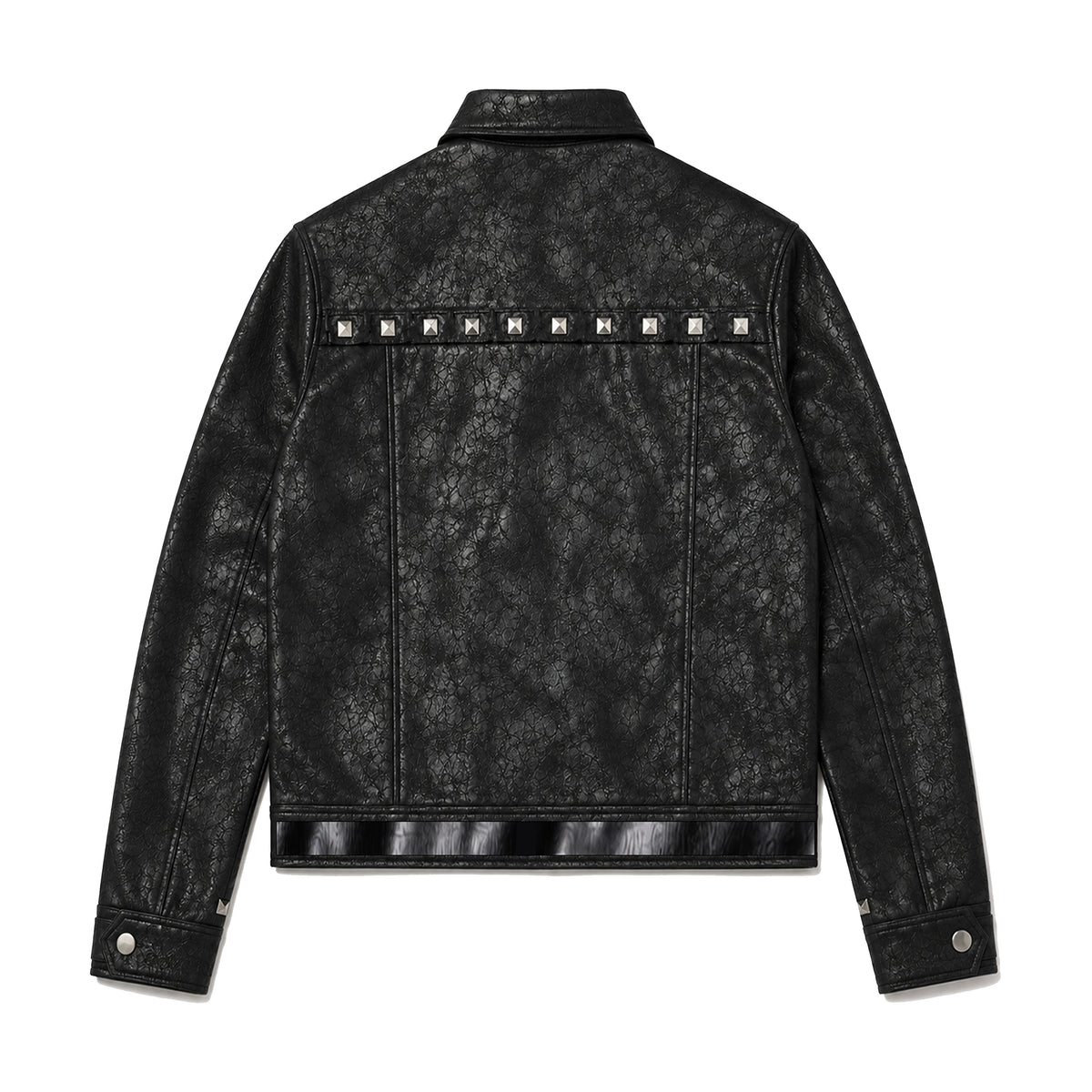Cropped Lapel Zip Front Faux Leather Jacket
