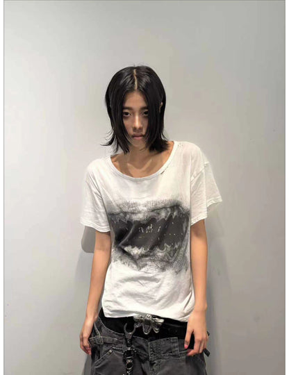 Distressed Graphic Boxy T-Shirt