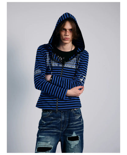 Striped Graphic Slim Fit Zip Hoodie