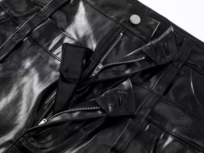 Six Buckle Coated Stacked Jeans