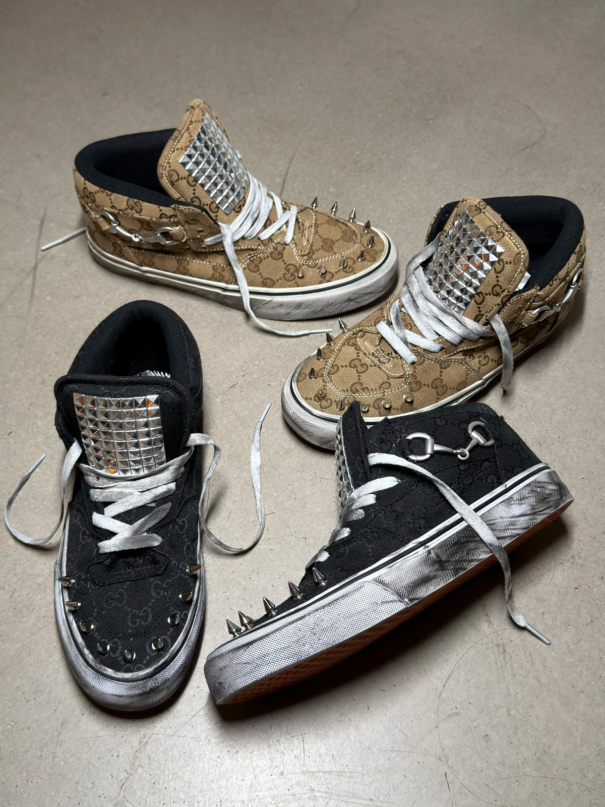 Studded Floral Canvas High Top Sneakers