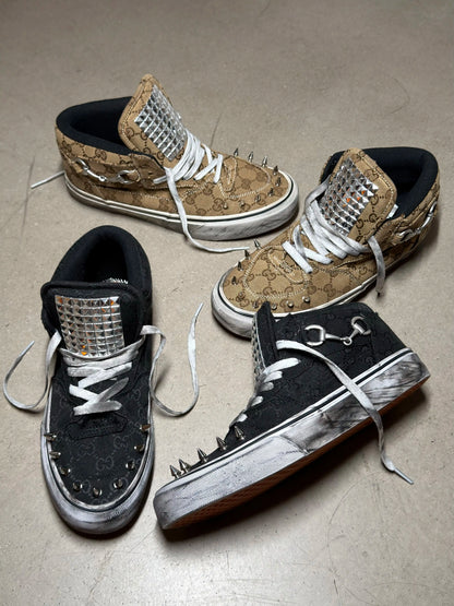 Studded Floral Canvas High Top Sneakers