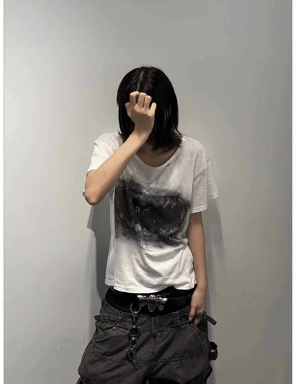 Distressed Graphic Boxy T-Shirt