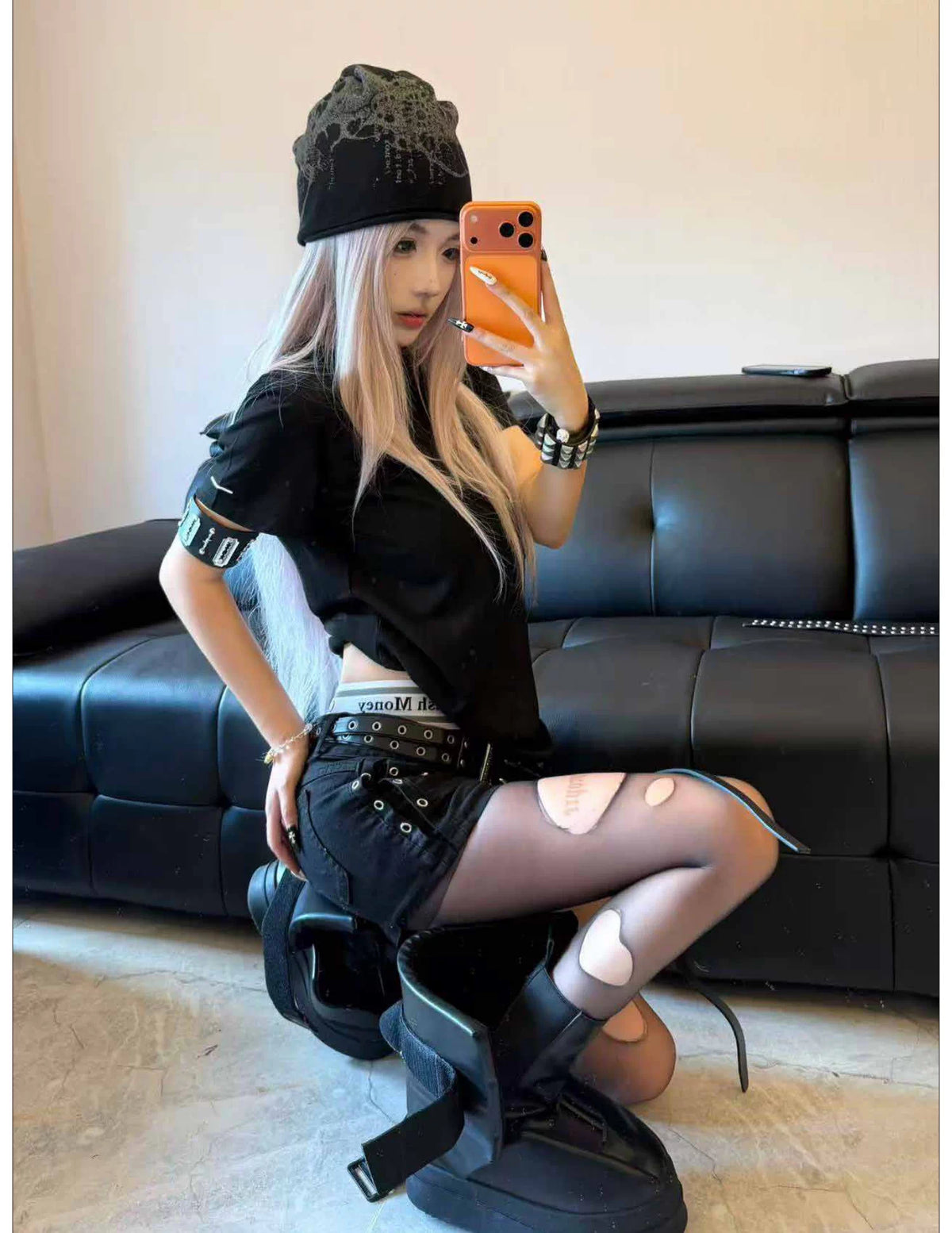 Biomechanical Graphic Knit Beanie