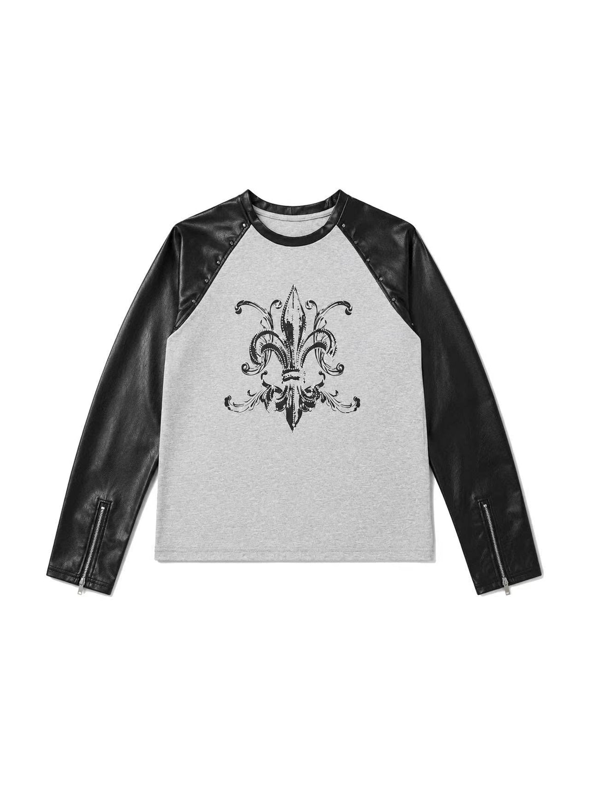 Rhinestone Graphic Contrast Raglan Long Sleeve Top
