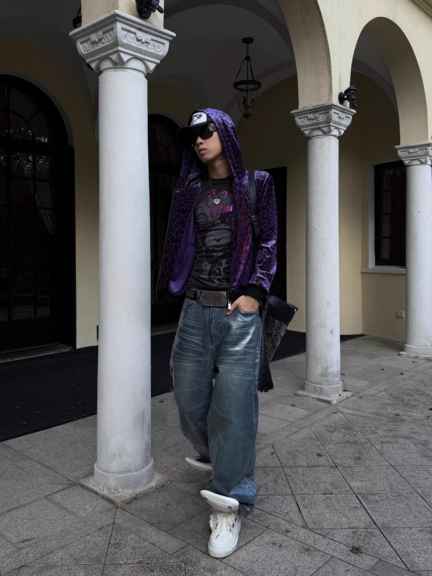Glossy Washed Straight-Leg Jeans
