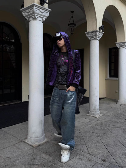 Glossy Washed Straight-Leg Jeans