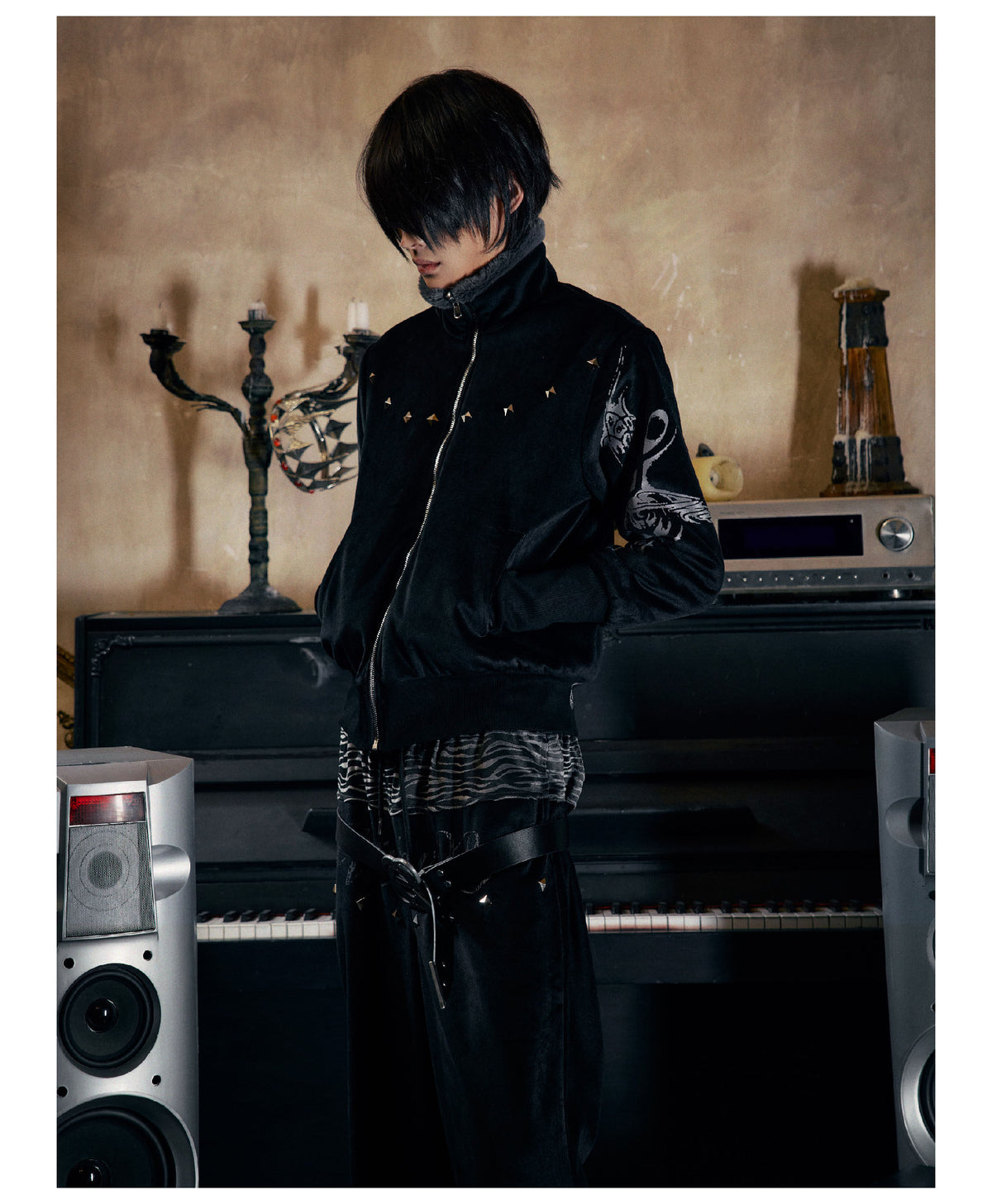 Tiger Embroidered Reversible Velvet Bomber Jacket