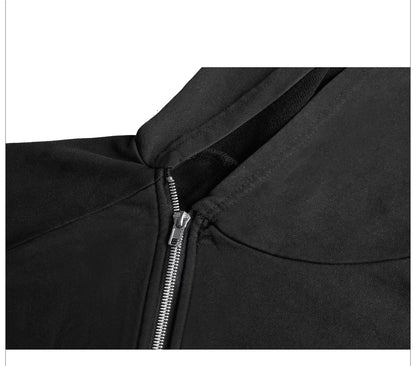 Asymmetric Hem Diagonal Zip Hoodie