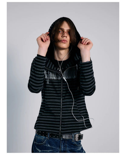 Striped Graphic Slim Fit Zip Hoodie