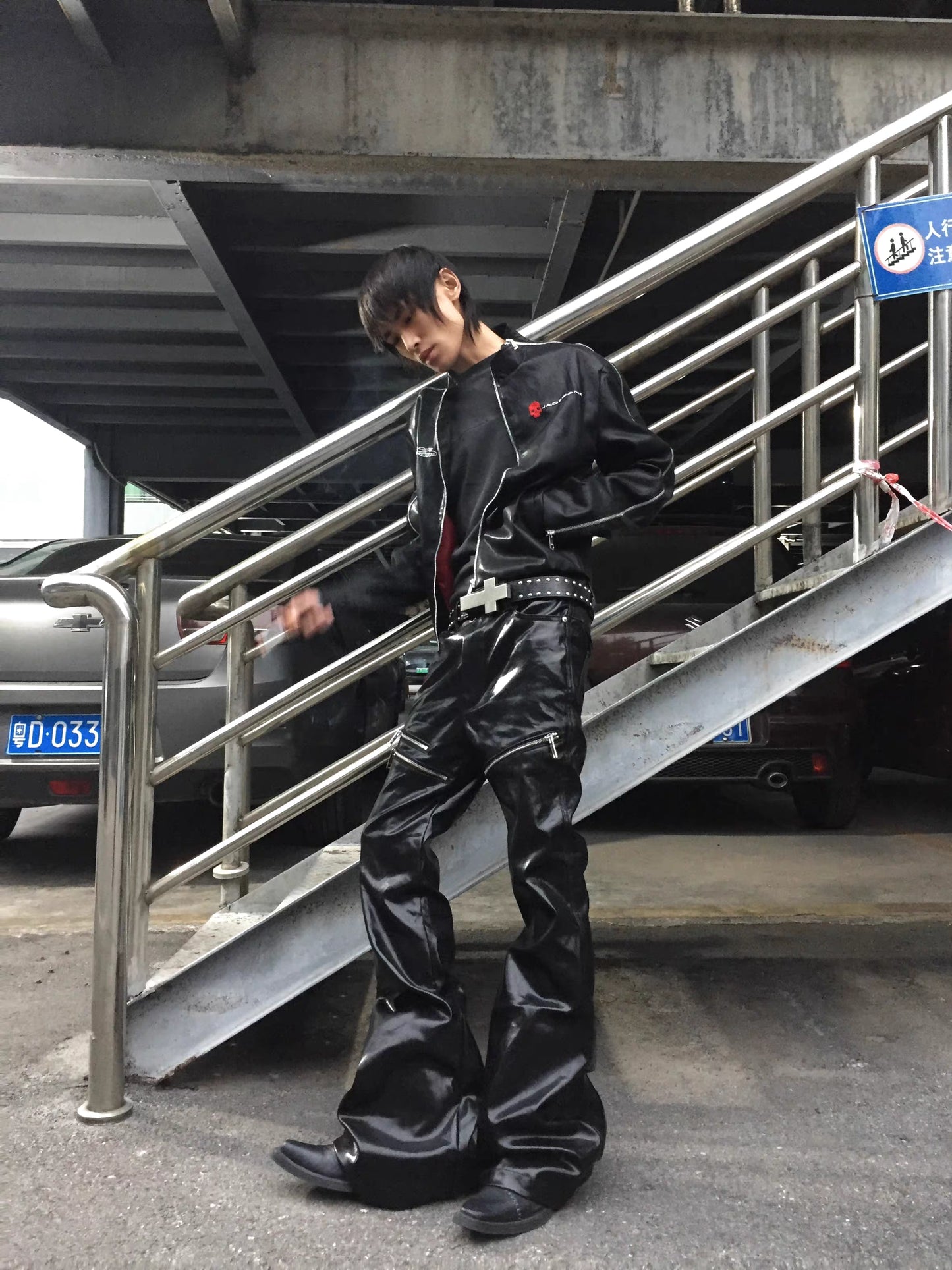 REBEL WAVE メタリックコーティング フレアデニム ブラック SELFISH