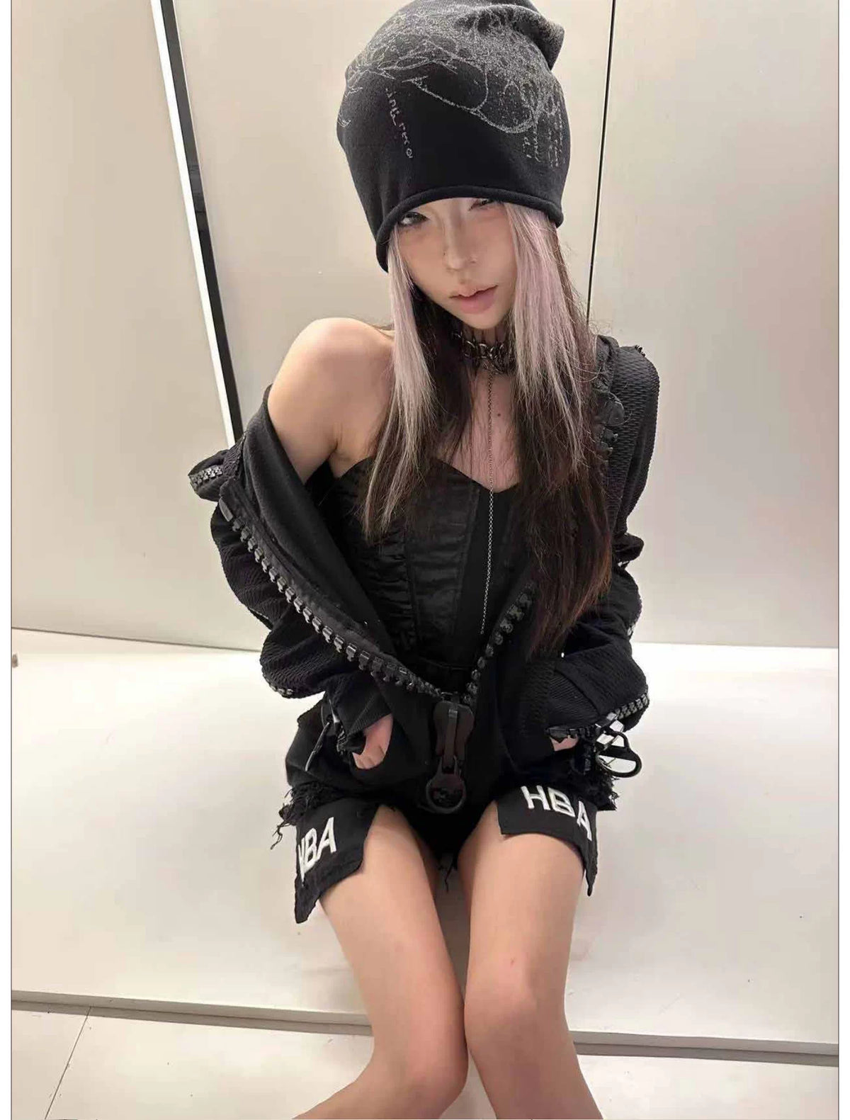 Biomechanical Graphic Knit Beanie