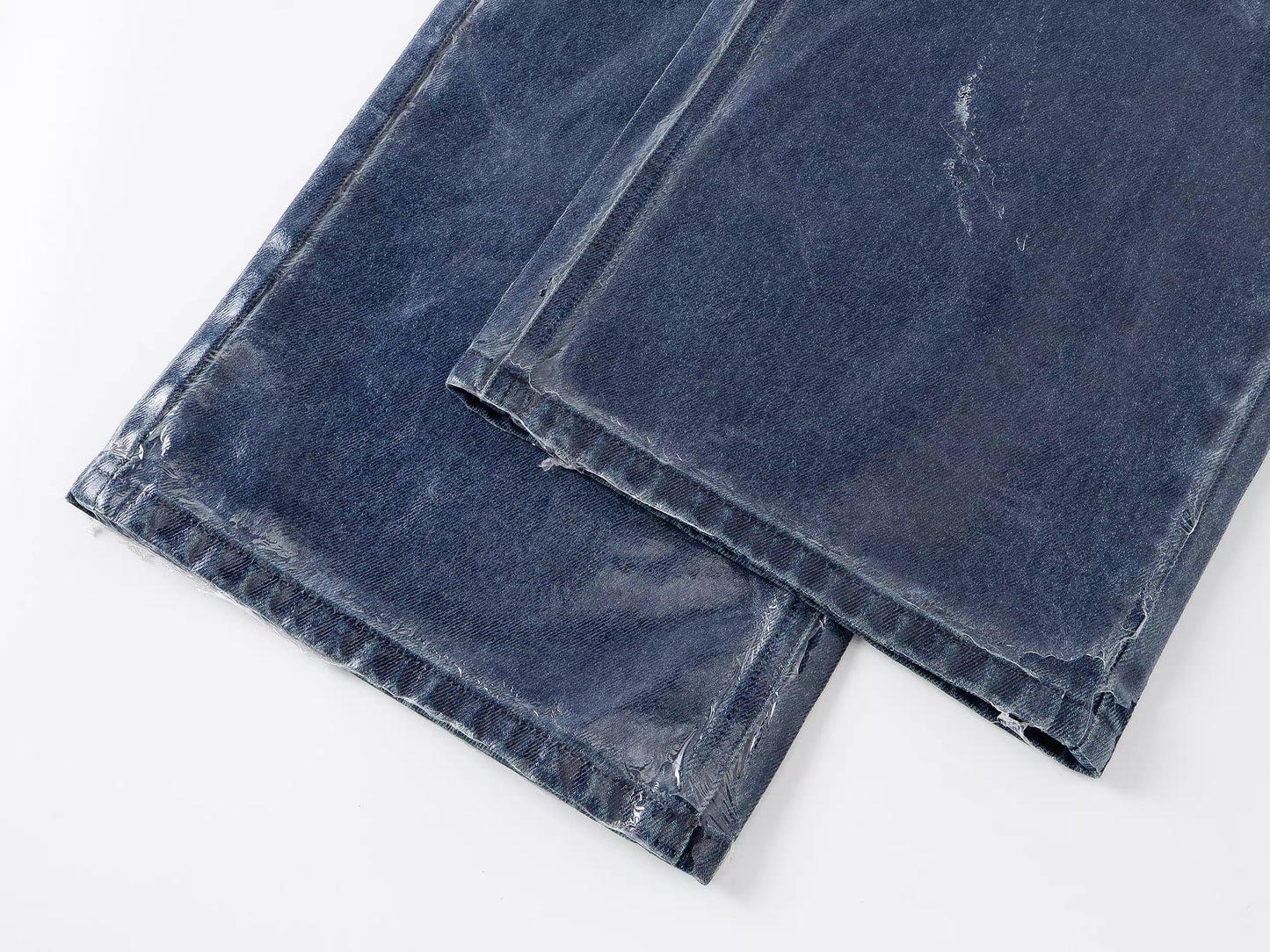 Glossy Washed Straight-Leg Jeans