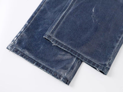 Glossy Washed Straight-Leg Jeans