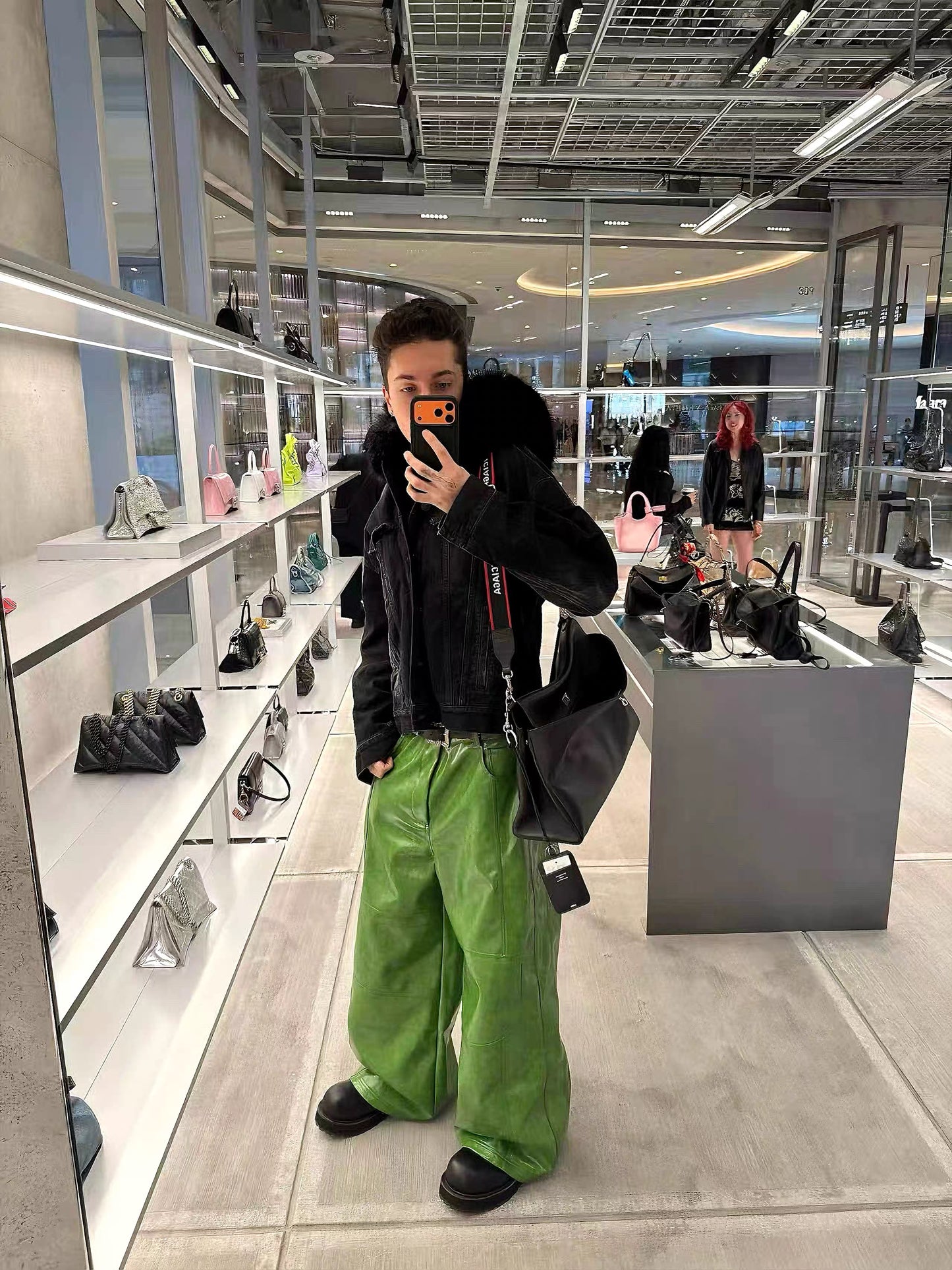 Glossy Green Faux Leather Baggy Pants