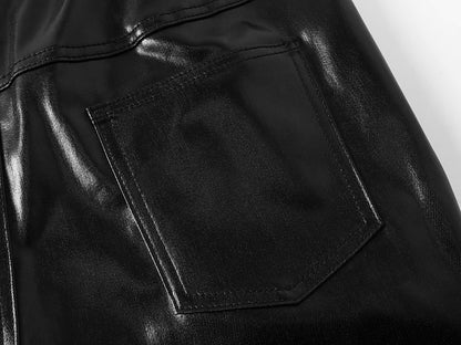 Liquid Metallic Coated Flared Jeans