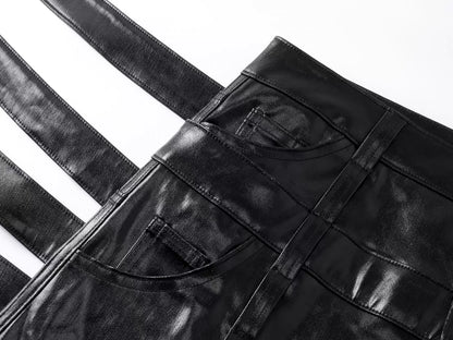 Six Buckle Coated Stacked Jeans