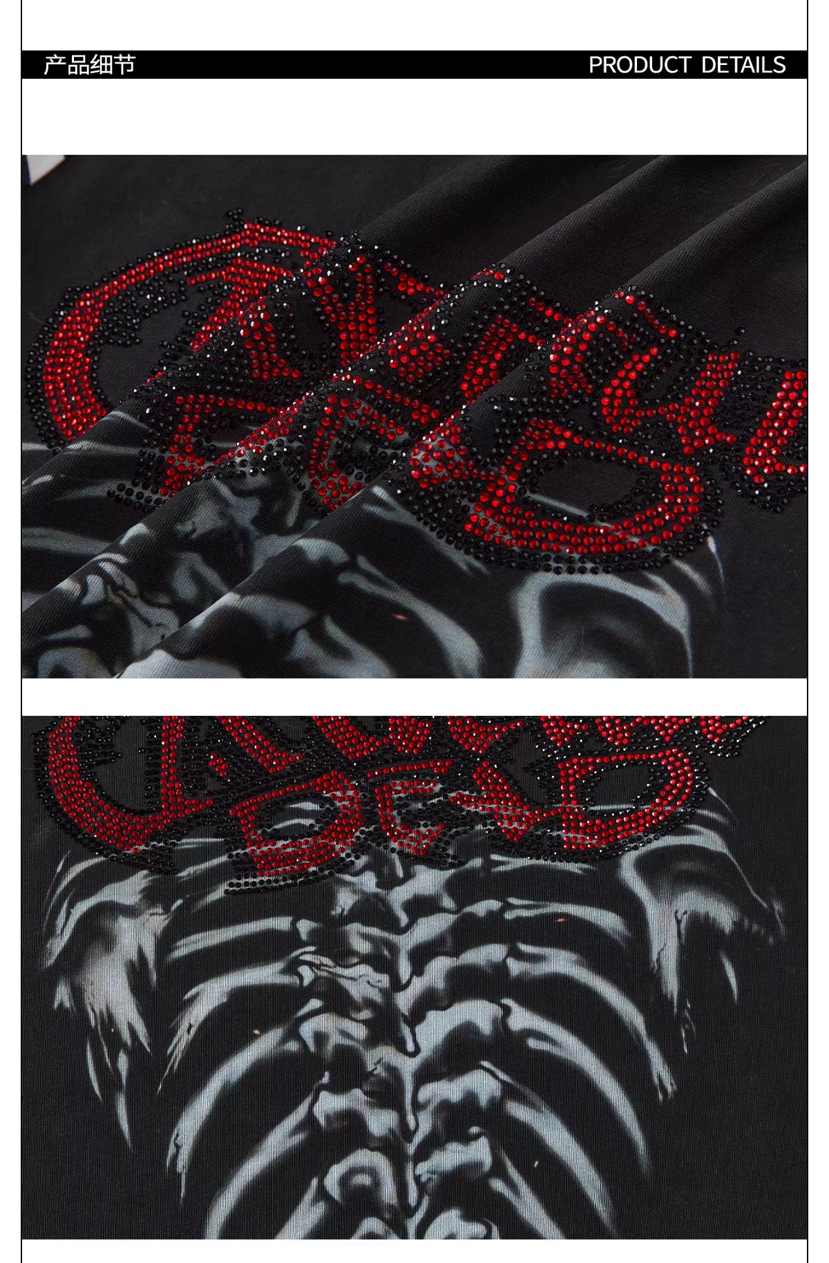 Rhinestone Graphic Striped Sleeve Long Sleeve T-Shirt
