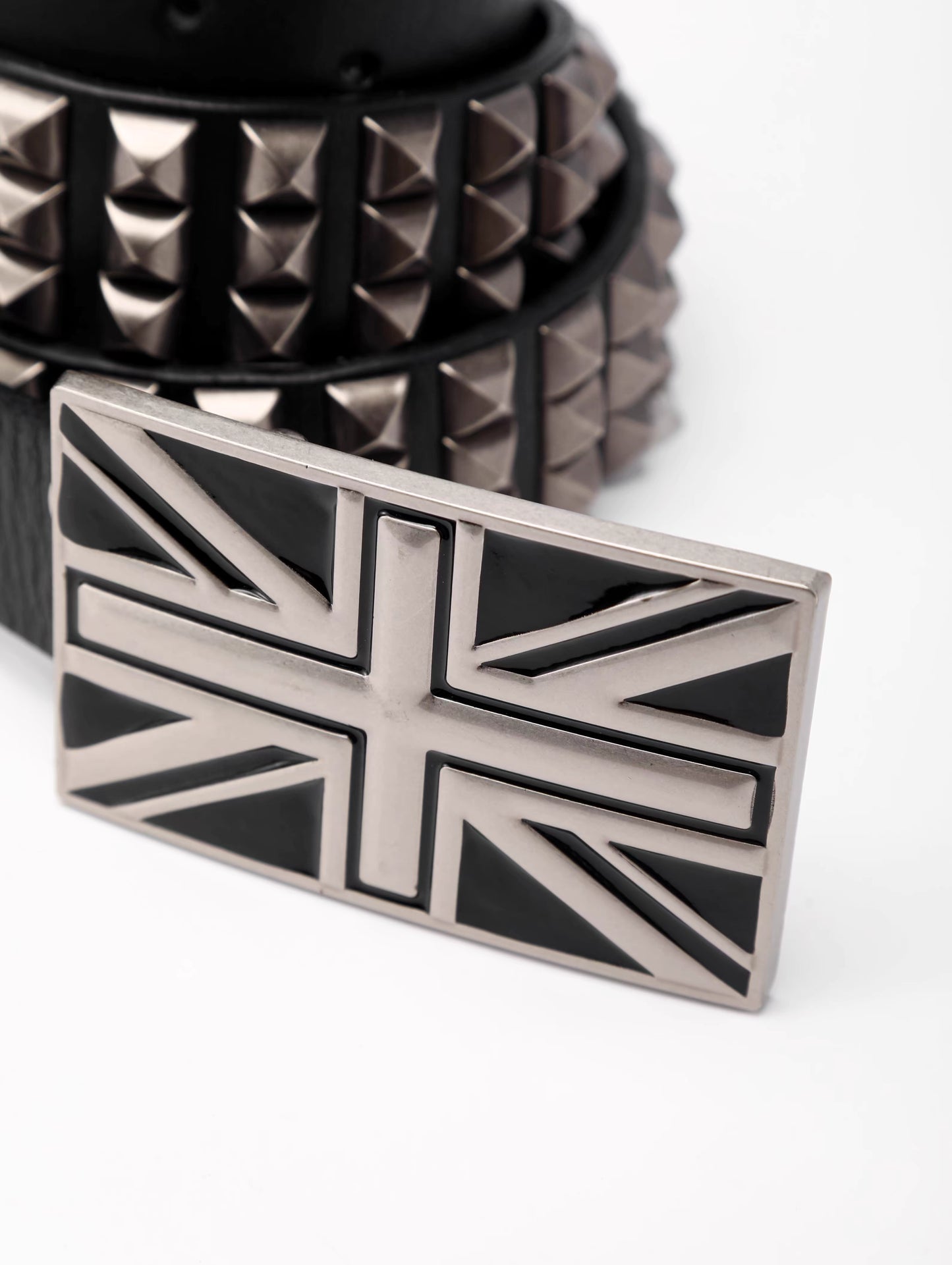 Union Jack Buckle Cross Stud Leather Belt