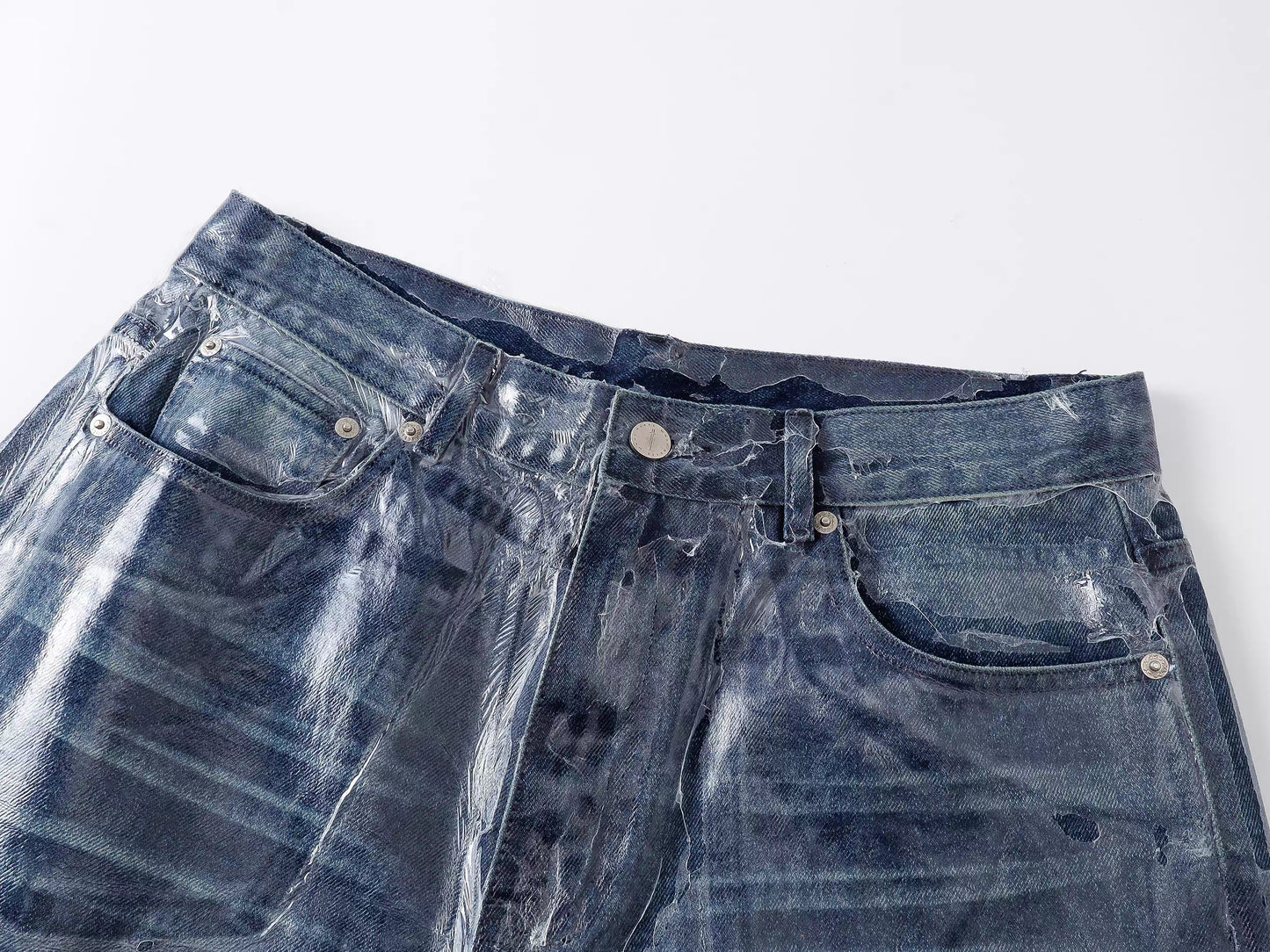 Glossy Washed Straight-Leg Jeans