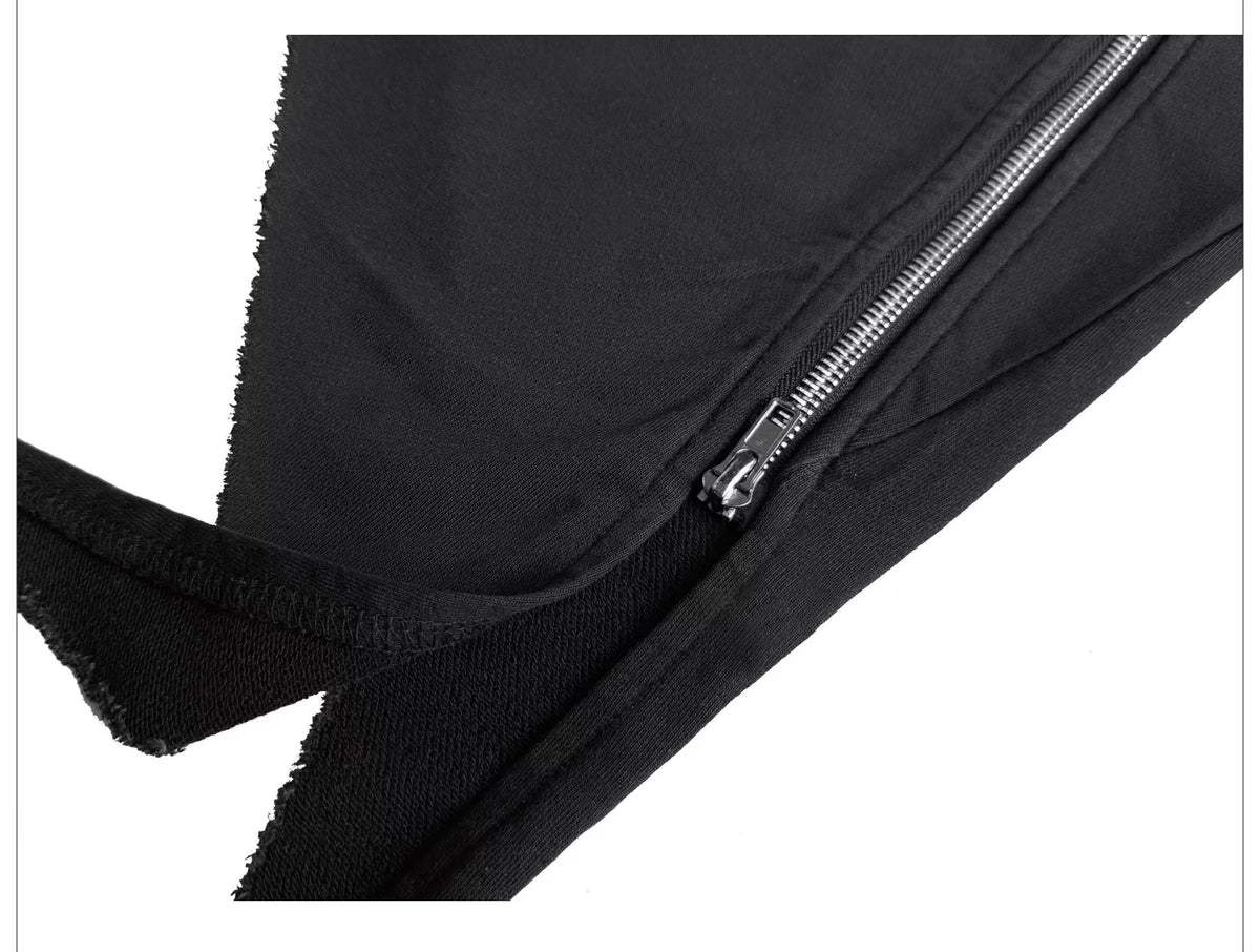 Asymmetric Hem Diagonal Zip Hoodie