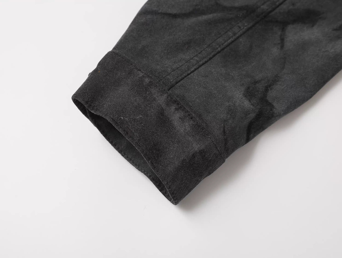 Washed Flocked Cropped Trucker Jacket