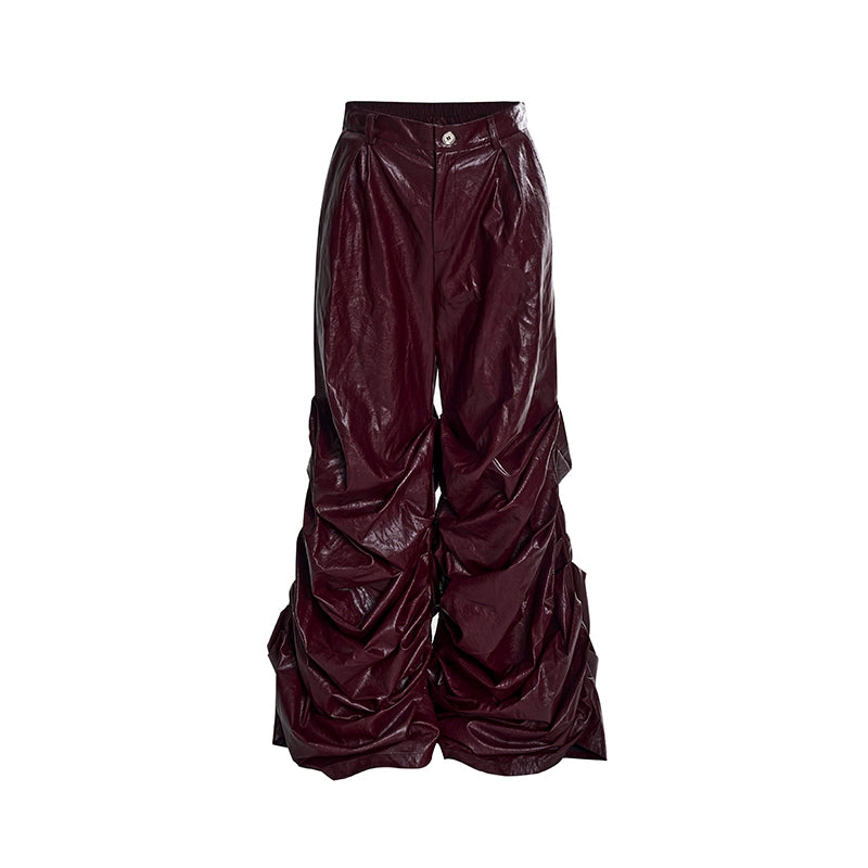 STARTEXCEEDEND Pleats Wide Leather Pants