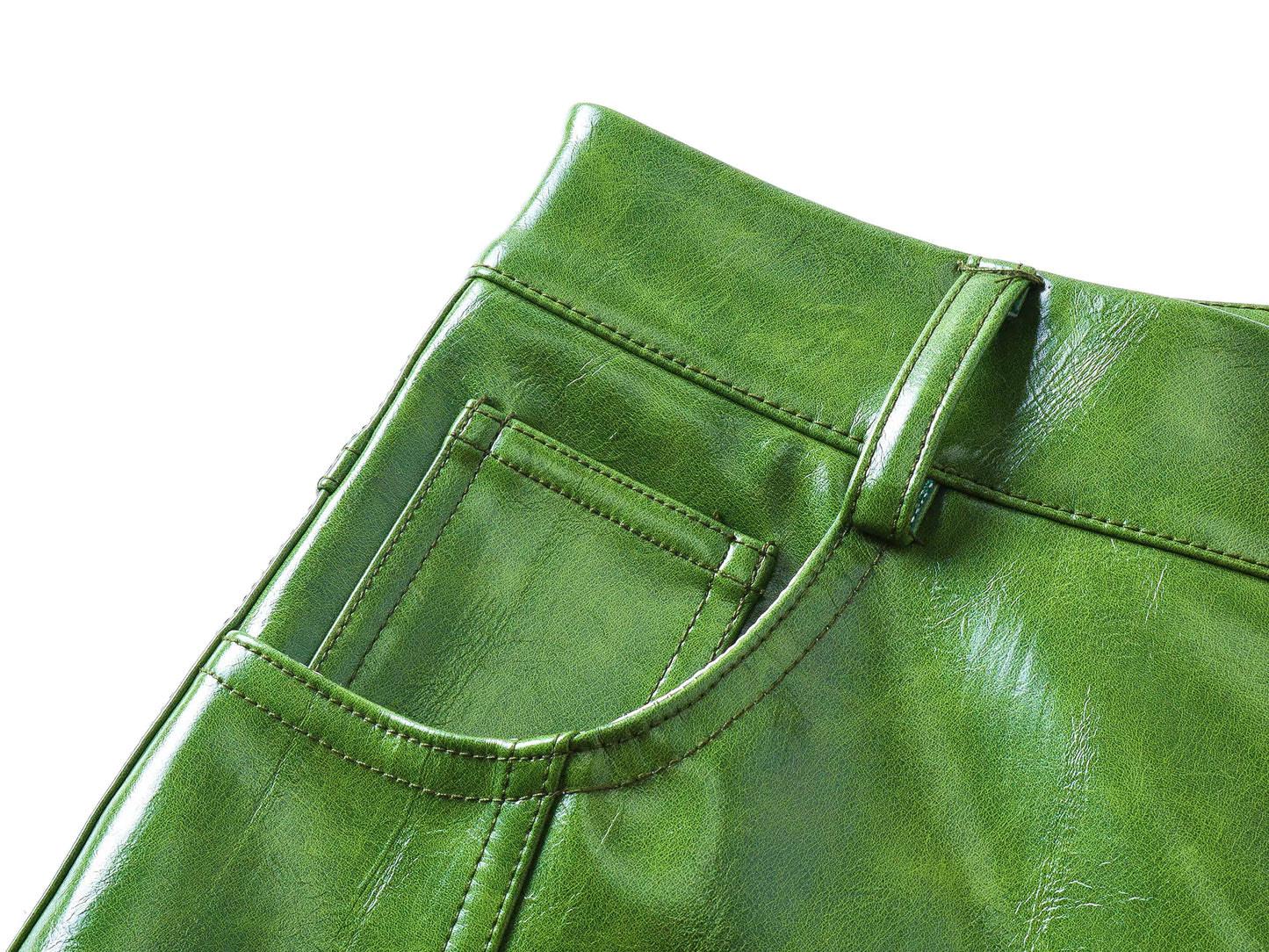 Glossy Green Faux Leather Baggy Pants
