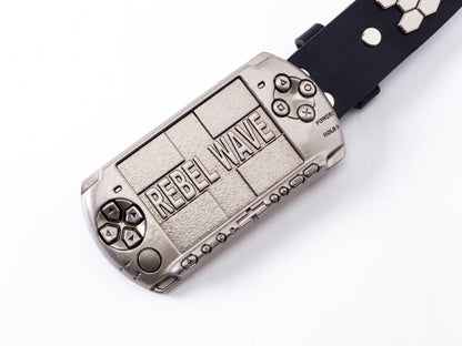 Game Console Buckle Studded Leather Belt