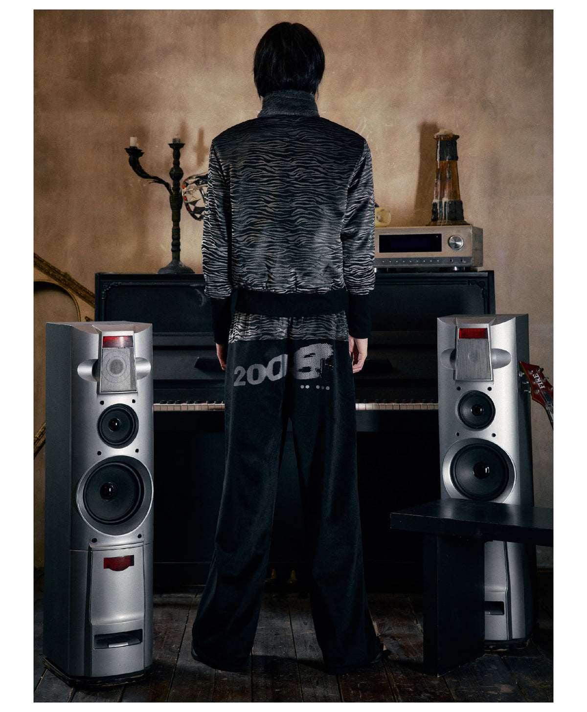 Tiger Embroidered Reversible Velvet Bomber Jacket