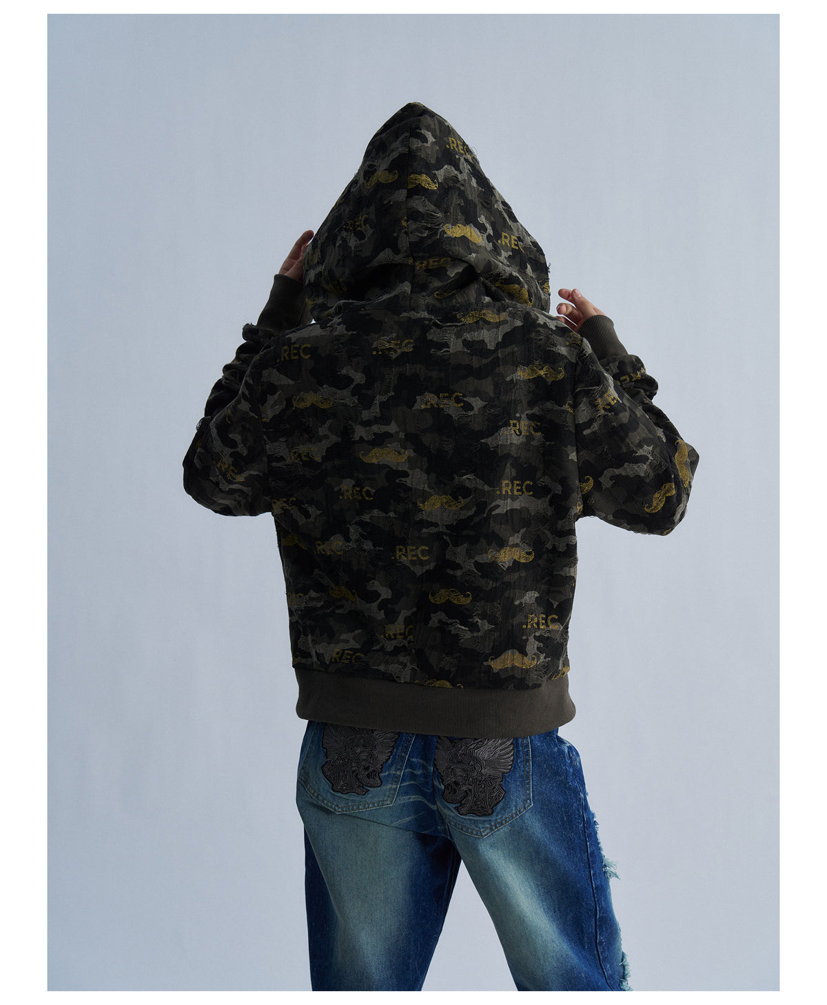 All Over Graphic Print Cropped Zip Hoodie